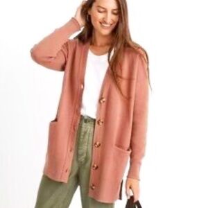 MADEWELL Deep Taupe V Neck Cardigan Button Hipster Preppy Sweater / Size XXS